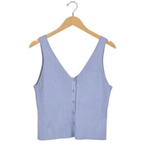 Madewell Signature Knit Button Front Sweater Tank Craft Blue Size XL NWT